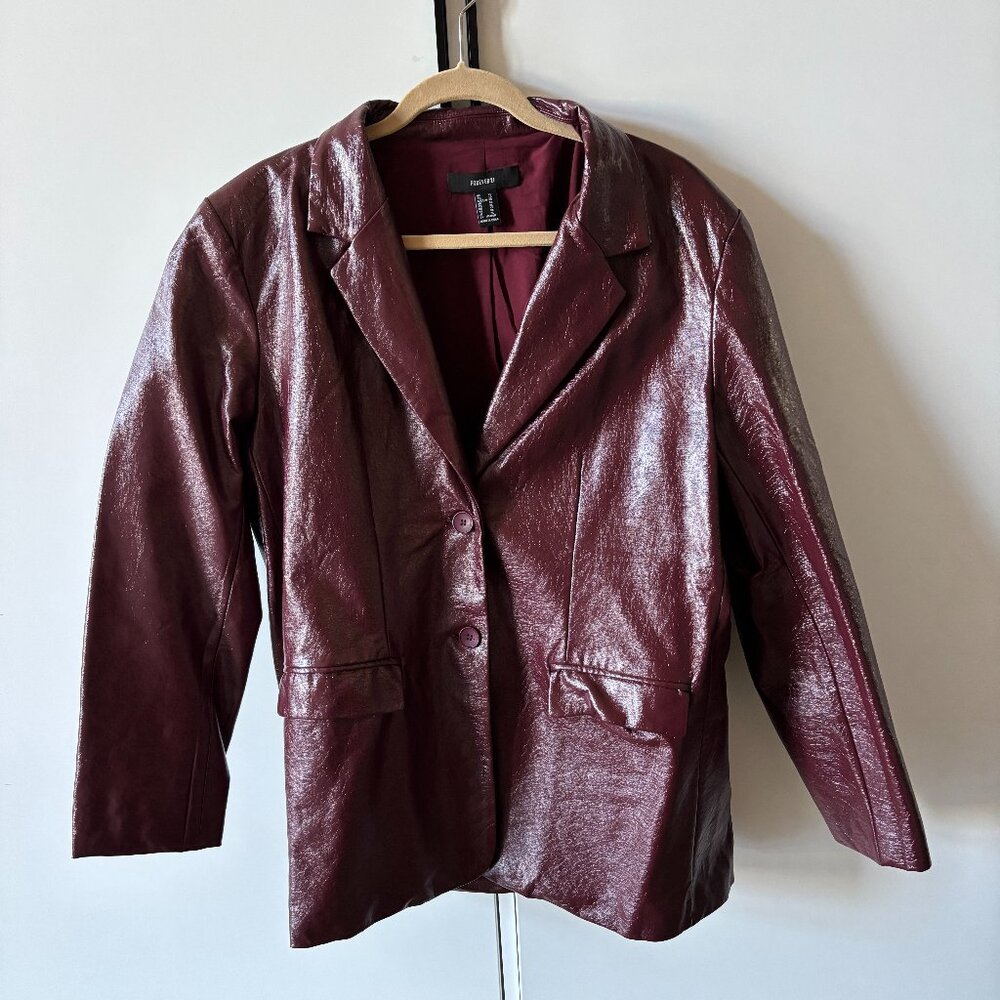 Forever 21 90s Burgundy Faux Leather Jacket